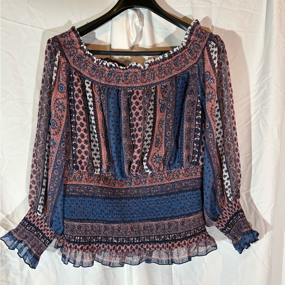 VENUS Blue and Pink Patterned Blouse